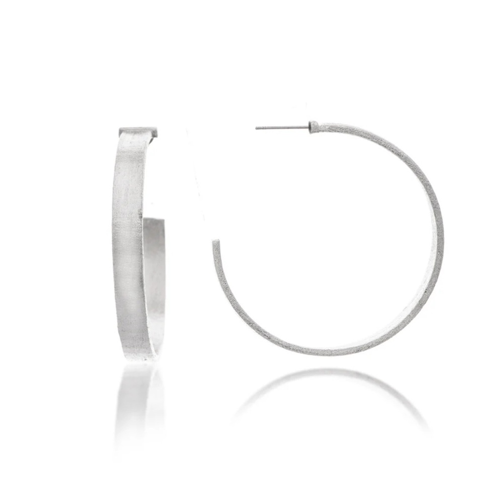 Rivka Friedman White Rhodium Clad 2” Silver Hoop Earrings NWOT